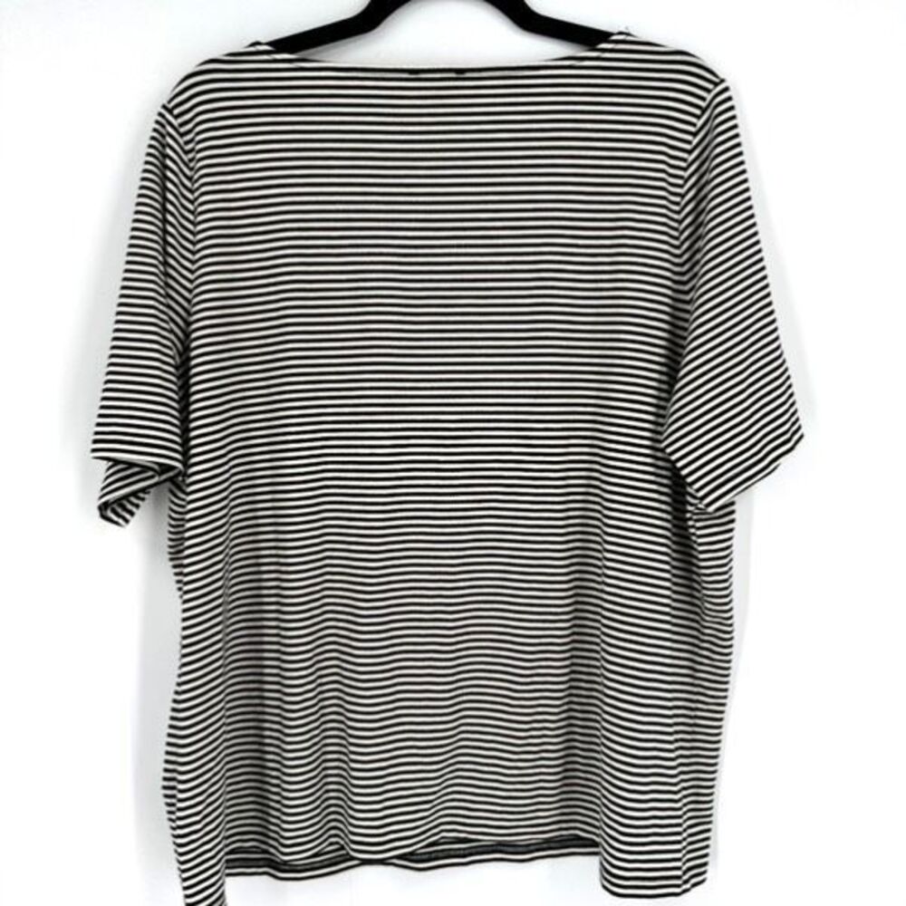 NWT Talbots Short Sleeve Shirt Knit Stretch Black/White Size 2X Petite Scoop Nec - Picture 2 of 7